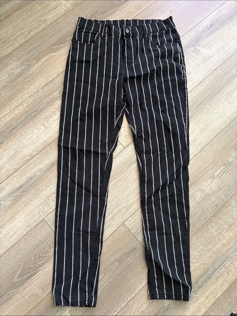 Men’s 36” Waist Striped Black Denim w/Pockets